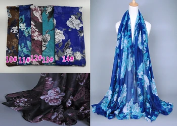 

NEW COLOR fashion printe big flower cotton viscose long shawls wrap head Muffler hijab muslim popular scarves/scarf 10pcs/lot