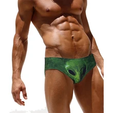 Новинка, мужская зеленая одежда для плавания с принтом черепа, купальные костюмы, купальные костюмы для мужчин, s, мужские бикини, плавки, пляжная одежда