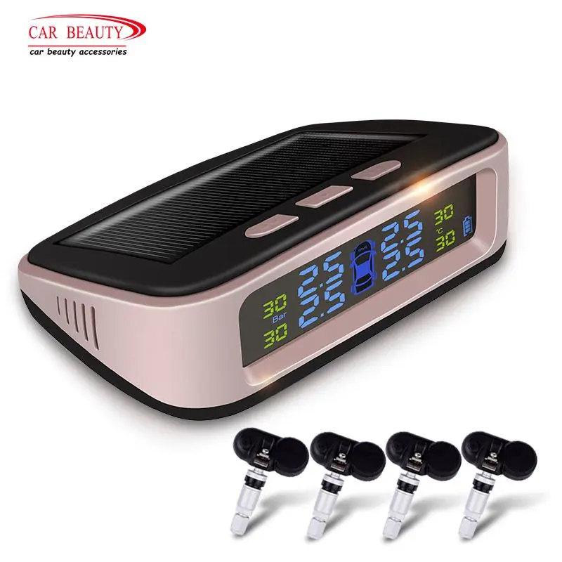 Solar Power Wireless Car TPMS Tire Pressure Monitoring System with 4Pcs Internal Sensors Real-time LCD Display Auto Tyre Alarm Solar Power Wireless Car TPMS Tire Pressure Monitoring System with 4Pcs Internal Sensors Real-time LCD Display Auto Tyre Alarm