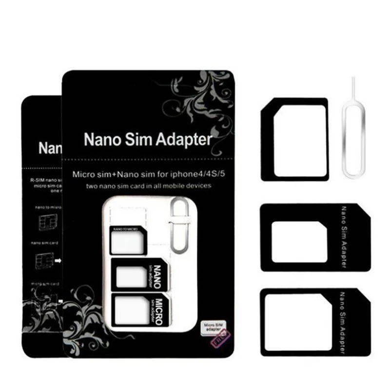 Nano Sim Card Adapter 4 In 1 Micro Sim Adapter With Eject Pin Key