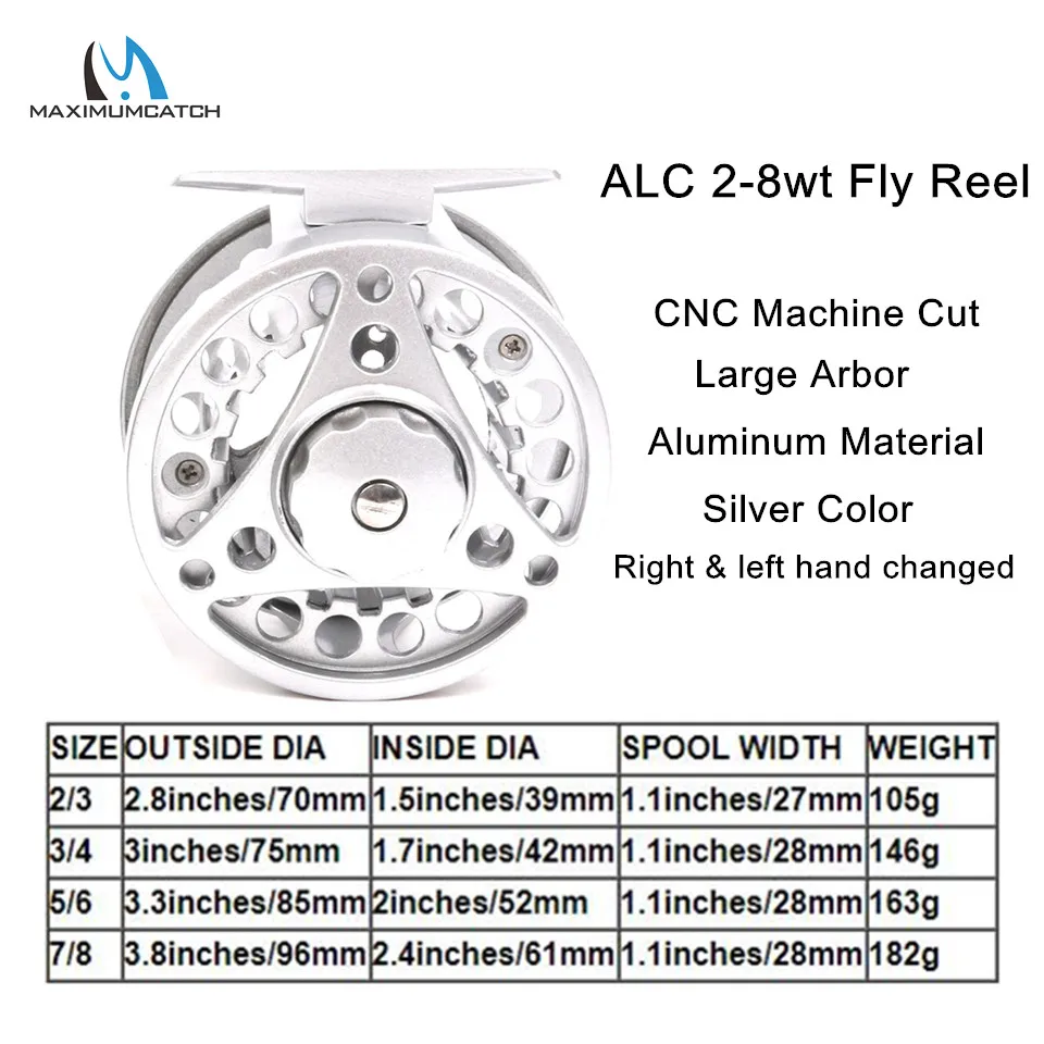 Maximumcatch ALC 2/3/4/5/6/7/8wt ماكينة بتحكم رقمي بالكمبيوتر قطع كبيرة أربور الألومنيوم يطير الصيد بكرة مع الوزن قدما يطير خط دعم خط