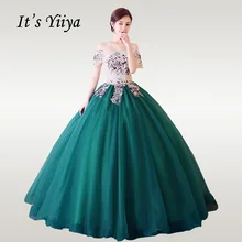 Это YiiYa свадебное платье с вышивкой, вырез лодочкой, длина до пола, зеленое свадебное платье es с открытыми плечами, кружевное Vestido de novia CH006