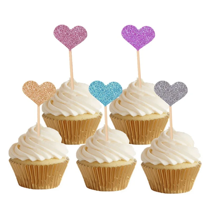 40 шт./лот Сердце Звезда кекс Toppers выпечки торт Topper Baby Shower украшение для свадебной