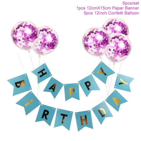 Розовый с днем рождения баннер шары с золотыми конфетти баннер с надписью Baby Shower День рождения украшения для мальчиков и девочек Детские вечерние сувениры - Цвет: Banner Confetti