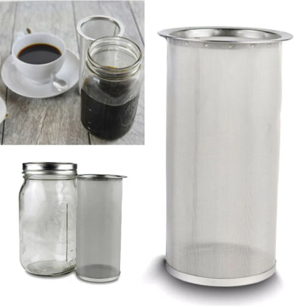 

1pc Unique Stainless Steel Mason Jar Cold Brew Coffee Maker and Iced Tea Infuser Loose Leaf Tea Mesh Filter Strainer