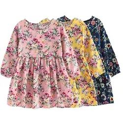 Chinatera осень-весна платья для маленьких девочек с длинными рукавами платье принцессы с цветочным рисунком летнее платье для детская одежда