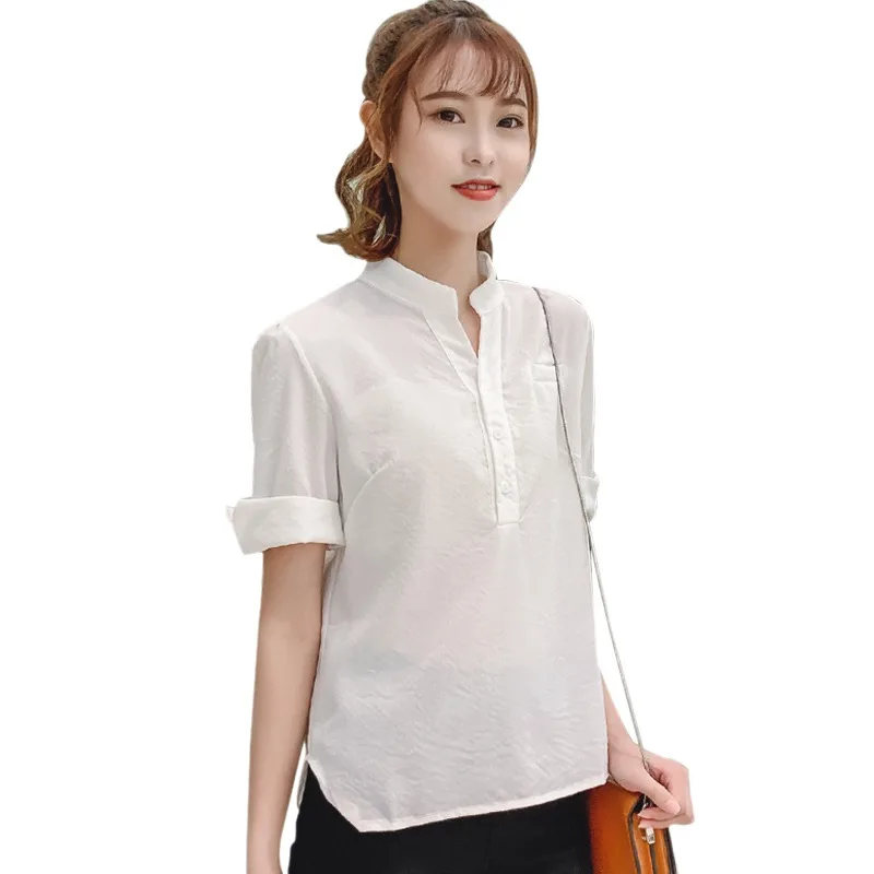 Women Blouses Stripe Shirts 2019 Summer New Blouse Women Casual Short Sleeve Ladies Shirt Elegant Blouse Tops Clothing Blusas