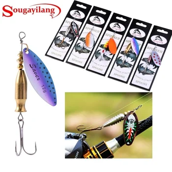 

Sougayilang 4Pcs/5Pcs Stainless Steel Fishing Lure Sequin Spinner Bait with Hook Peche Fish Lure Pesca Fishing Tackle