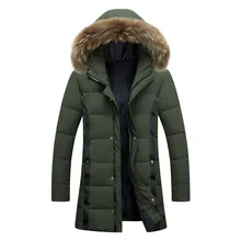 HuNiuHouZai 2017 new winter men’s big fur collar parka coat Slim winter leisure cotton in the long section thick jacket outwear