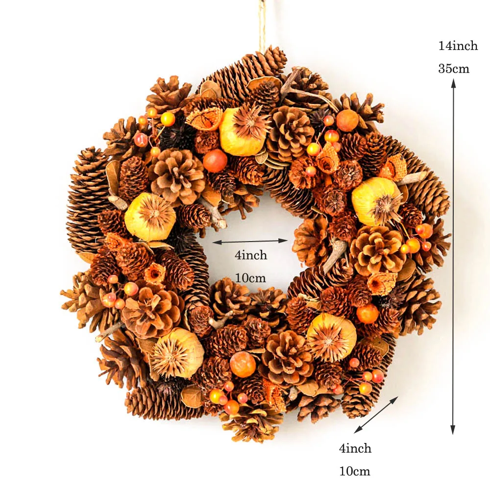

Hand Made Wreath Door Nature Pine Cones Autumn Wreath for Wedding Harvest Thanksgiving Day Decorations Home Rustic Fall Wreaths