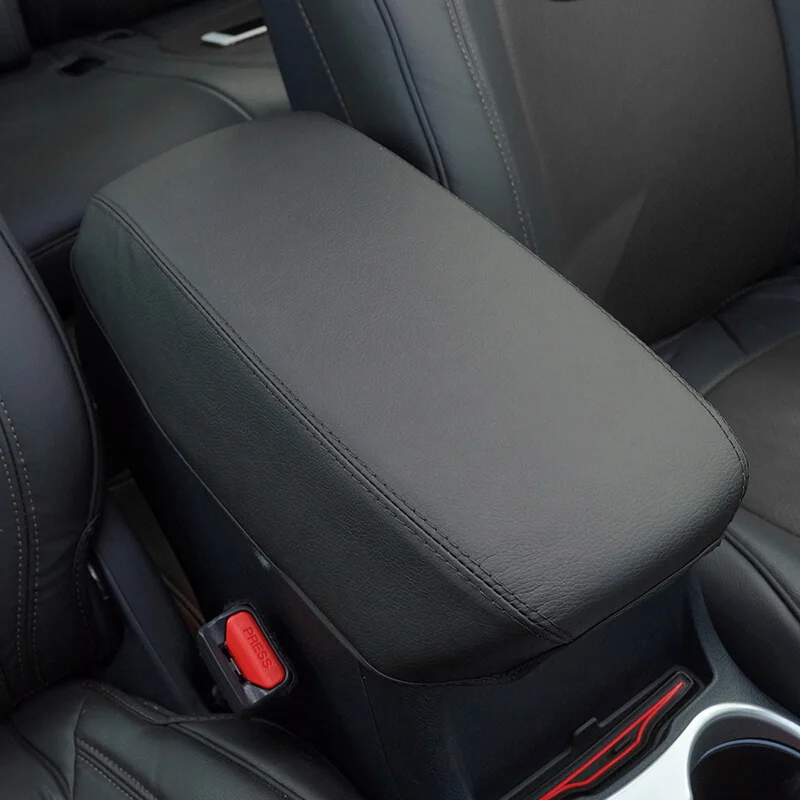 

Armrest Cover For Jeep Cherokee 2015 PU Leather Red/Black Stitches Armrest Storage Central Console Box Cover For Cherokee 2016