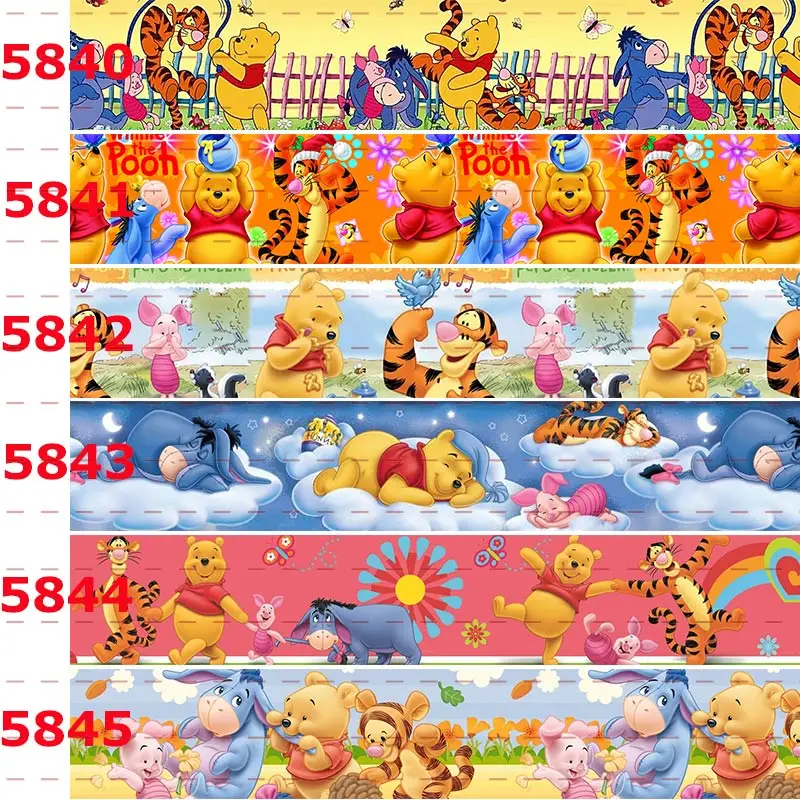 

10yards -different sizes -lively cartoon bear ribbon printed Grosgrain ribbon