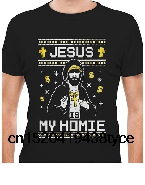 Рождественский свитер с короткими рукавами и надписью Jesus Is My Homie|Футболки| |