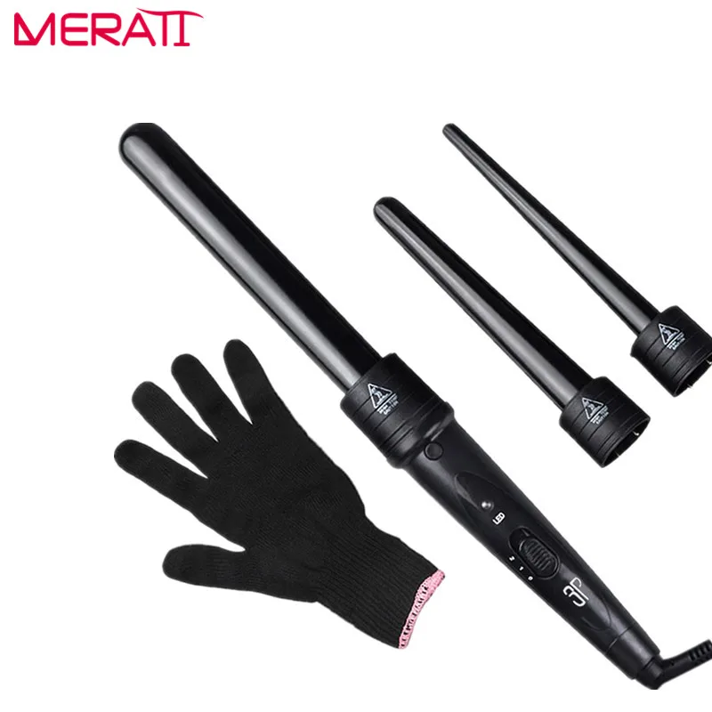 

Pro Series 3 in 1 Curling Wand Set Hair Care Curling Wand Parts Clip 09-25mm Iron Hair Curler Set Hair Styling tools