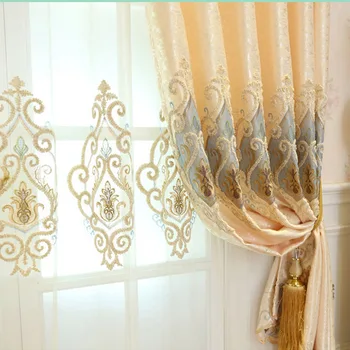

Europe Style Embroidered Geometric Sheer Curtain For Living Room Window Bedroom Balcony Door Curtain WP303#30