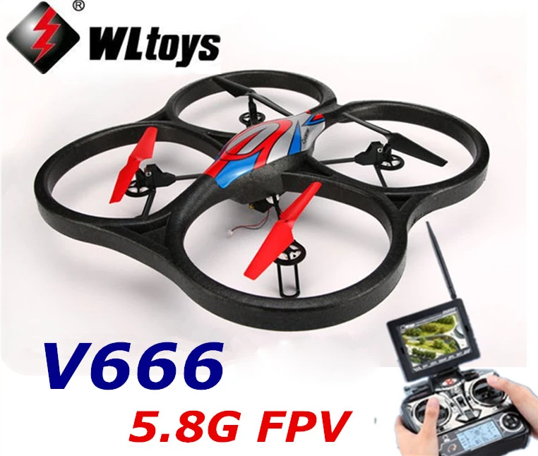 WLtoys V666 5.8G FPV 6-Axis Gyro UFO RC Quadcopter 2MP Camera and FPV Monitor WL V666 RTF 2.4GHz VS WLtoys V262 X30V