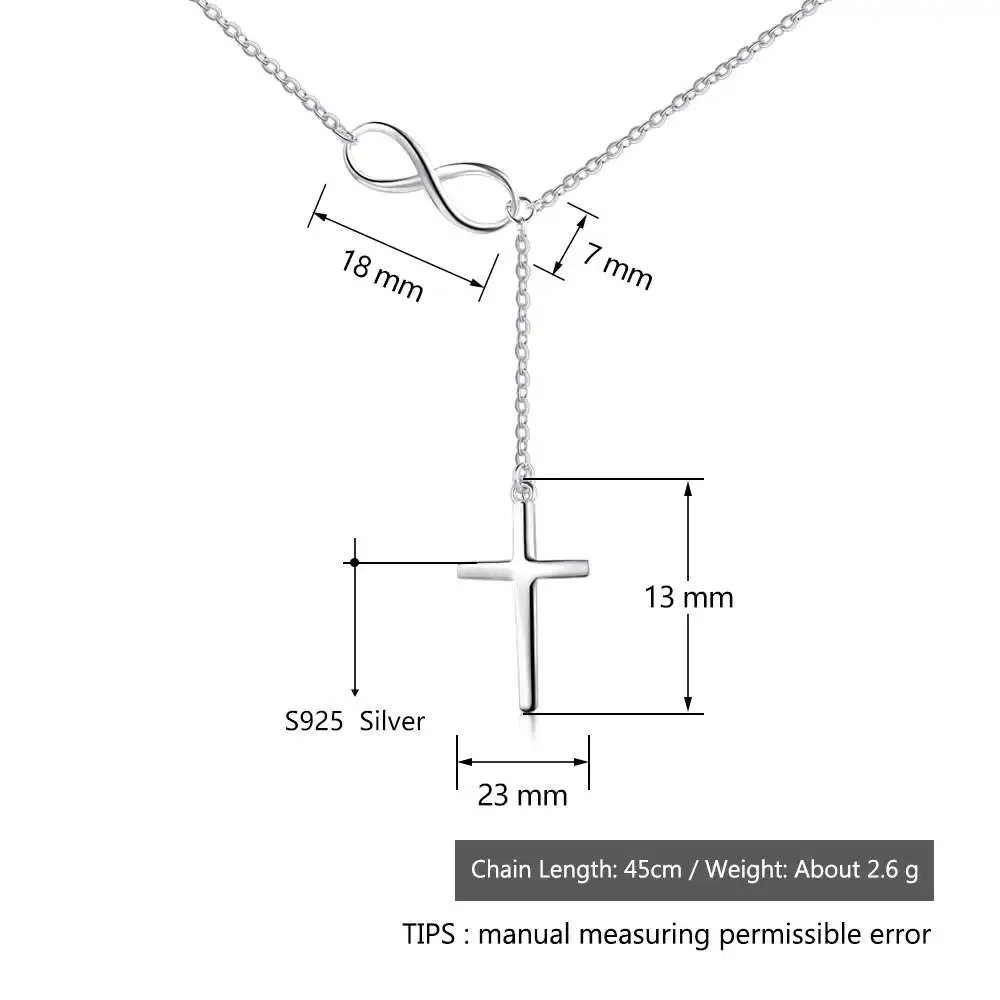 Крест и Бесконечность Твердые 925 стерлингового серебра кулон ожерелье для женщин ювелирные украшения лучший рождественский подарок для дам(Lam Hub Fong
