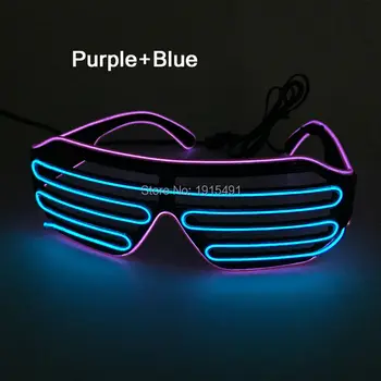 

2019 New Brand Holiday Lighting EL wire Neon LED Light Up Shutter Shaped Glasses with DC-3V Battery Case For Rave Costume Party