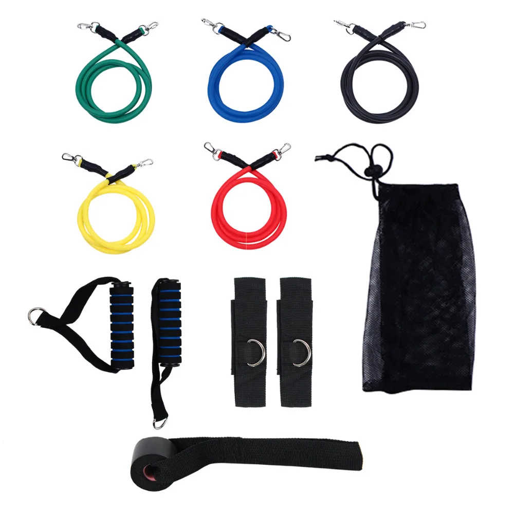 Bouti1583 New 11 Pcs Set Latex Resistance Bands Workout Exercise Pilates Yoga Crossfit font b Fitness