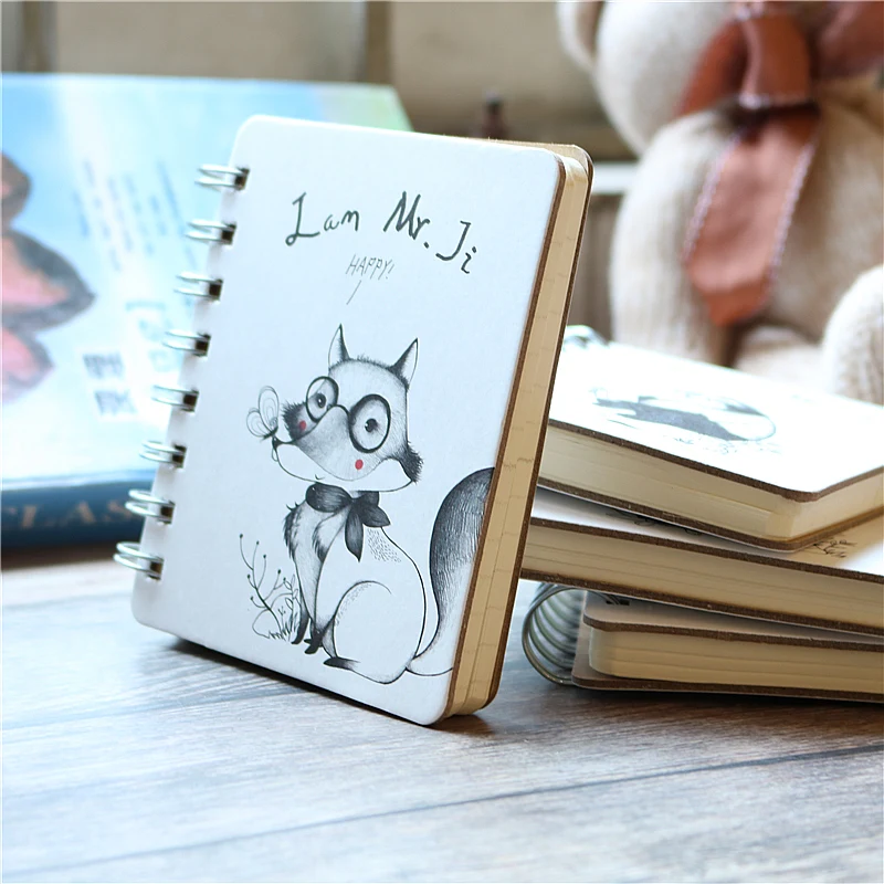 A7 Cute little animal notebook Hard surface iron ring hand holding portable notepad Student notebook