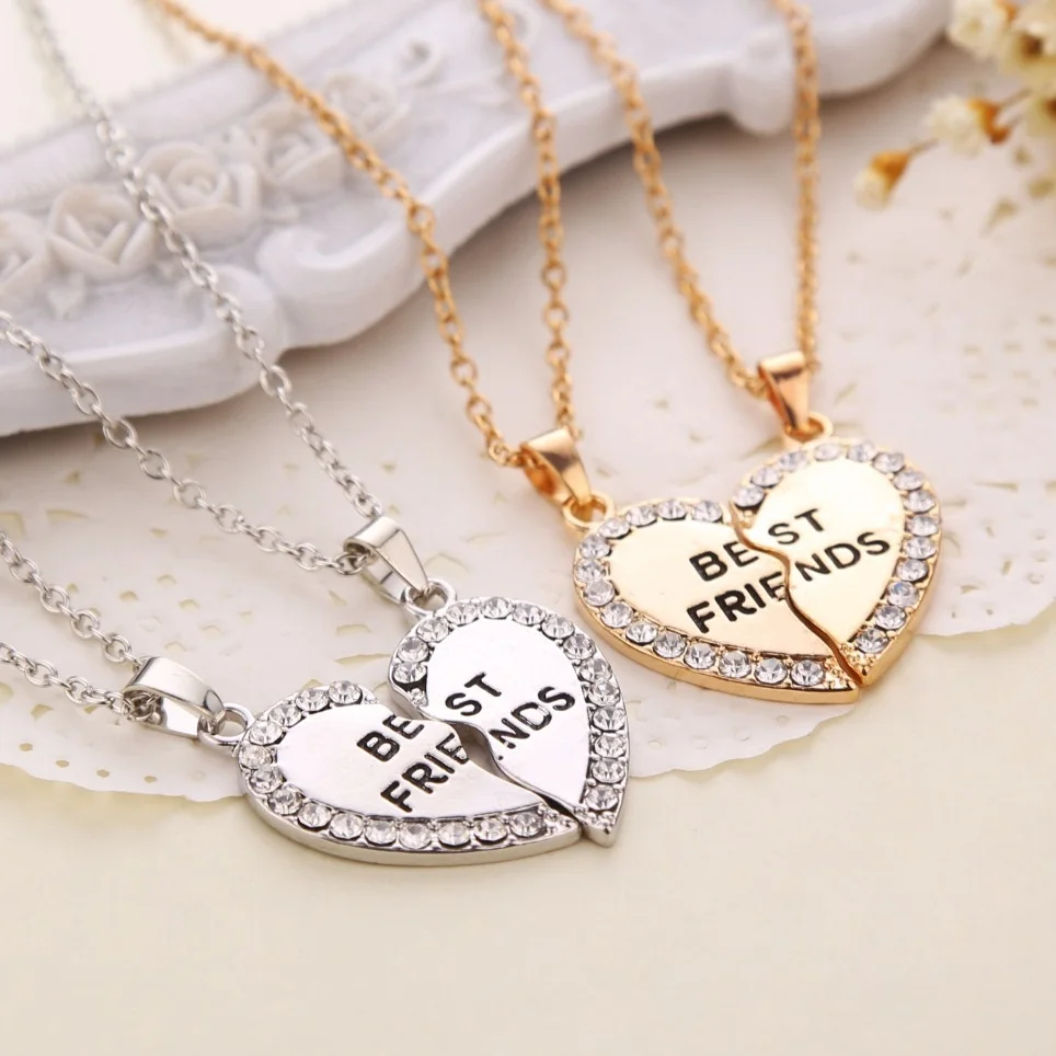 Best Friend Necklace Jewelry Gold Silver Crystal Necklaces Chain Pendants Statement Necklace Jewellery Women Accessories