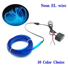 1m-5m Flexible Car EL Wire Neon Light Dance Festival Led strip EL lights With DC-12V Driver 2.3 MM with 6 MM sewing edge
