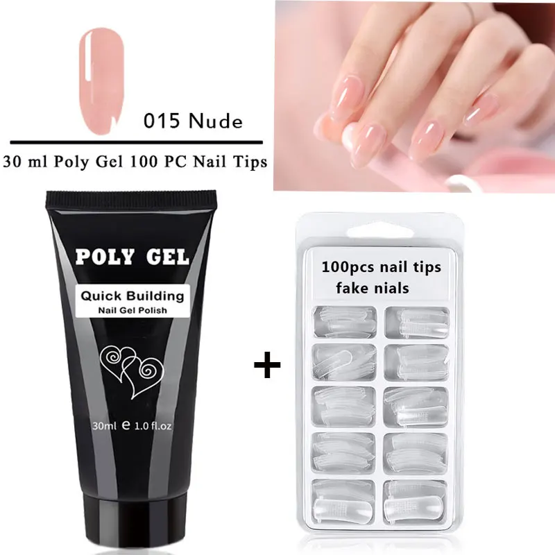 

Poly Gel Kits French Nail Art Clear Camouflage Color Nail Tip Form Crystal UV Gel Polygel Slice Brush nail polish gel