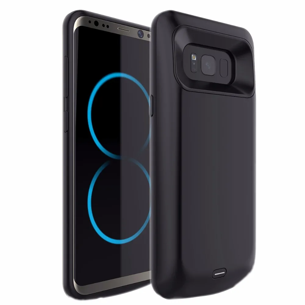 

External 5000mAh Smart Back TPU Bumper Power Bank Pack Battery Charger Case Cover For Samsung galaxy S8 S8Plus With USB Cable