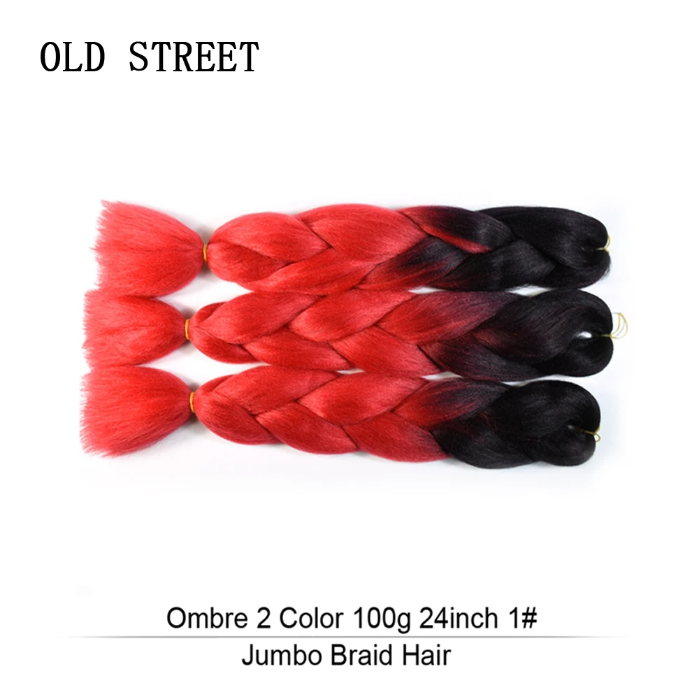 

Ombre Two Colors Synthetic Xpression Braiding Hair 24inches 100g/pack Jumbo Braids Kanekalon Xpression Braiding Hair Crochet