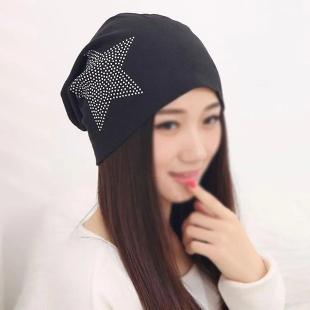 

Cheap Price 2016 Fashion New Women Knit Baggy Beanie Hat Winter Warm Bronzing Star Fashion Sleeve Head Cap W0