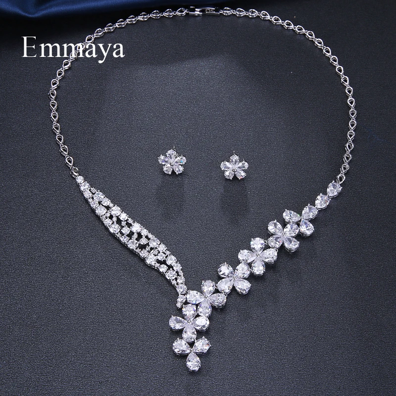 Emmaya Bijoux Femme Ensemble, Свадебные Ювелирные наборы для женщин, сверкающий AAA циркон, медь, Модный Ювелирный Набор для подружки невесты, подарок