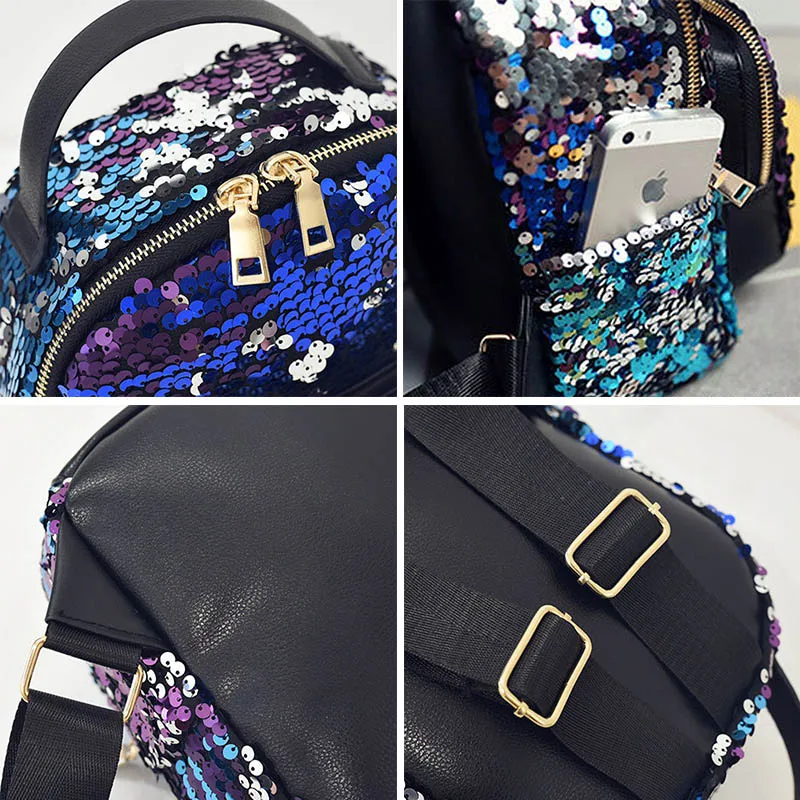 Рюкзак женский из искусственной кожи с блестками|backpack pu leather|sequin backpackgirls rucksacks |