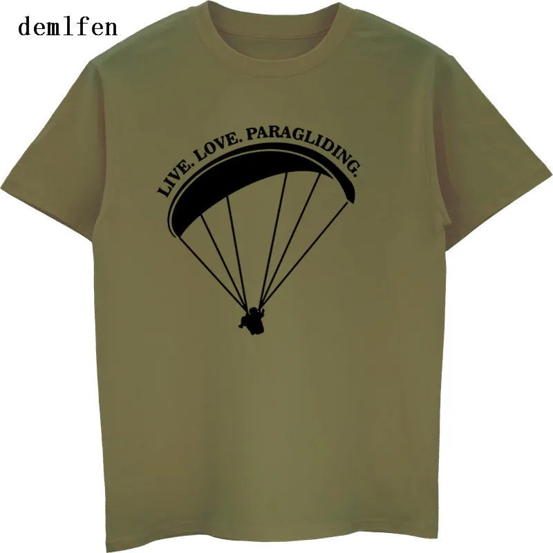 

Summer Cotton Casual Men T-shirt Live Love Paragliding T Shirt Short Sleeve O-neck Man T Shirt Fashion Tees Tops Streetwear
