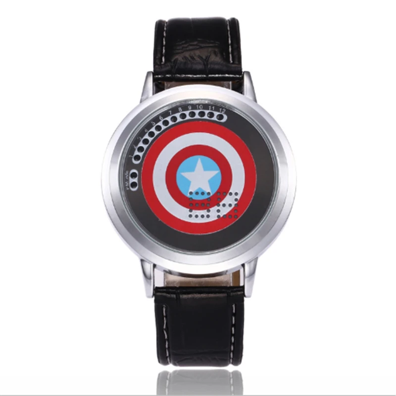 Fashion Quartz Wristwatches Women Men Watches Round LED Touch Screen Watch Leather Casual Clock For Student Couple Watch Gift 30