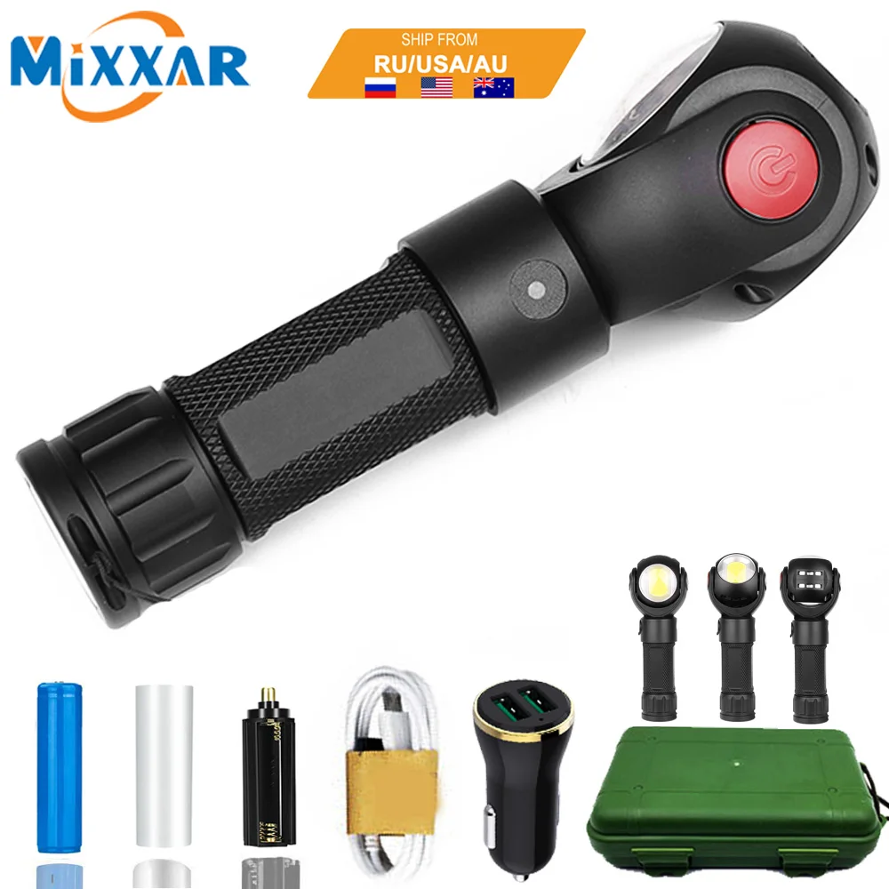 

Dropshipping LED Flashlight 9000 Lumens 360 Rotation COB Working Lamp Waterproof Magnetic Tail Torch Light for Repairing