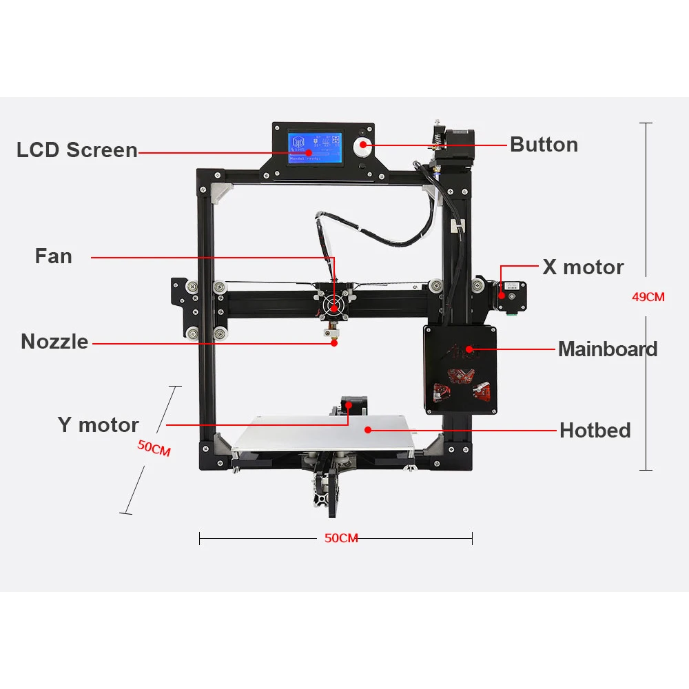 Новейший Anet A2 LCD2004/12864 дешевый 3d принтер Anet Прямая с фабрики Бесплатный налог Лучшая цена Нью-Йорк склад