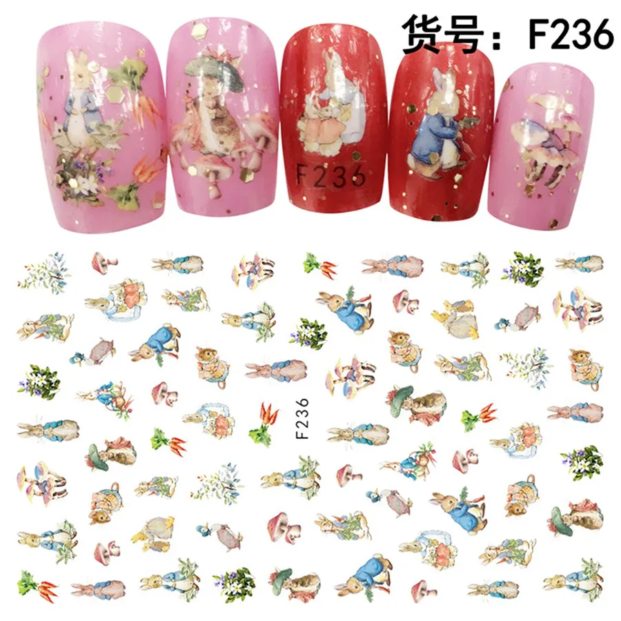 Серия милых животных, 3D наклейки для ногтей, самоклеющиеся наклейки для ногтей, инструменты для маникюра, украшения ногтей, новое поступление - Цвет: F236