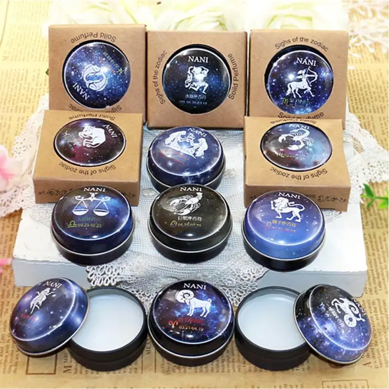 

Universal 12 Constellation Solid Perfume Portable Skin Care Balm Deodorants Antiperspirants Women Men Body Romantic Fragrance
