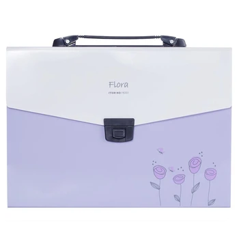 

Accordion Expanding File Folder, 13-Pockets,A4 Size, Handle and Tabs, Buckle Closure (Purple)