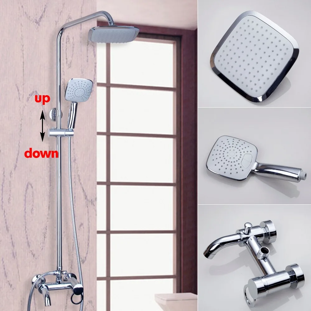 Bathroom Polished Chrome Faucet 8" Rain Shower Faucet Wall Mounted