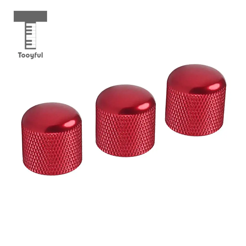 Tooyful 3 Pieces Guitar Volume Control Tone Knob for Electric Guitar/Bass Red