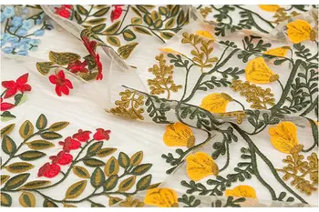 

5yards 2020 new arrival high end tulle lace fabric with colorful flower ,mesh lace fabric