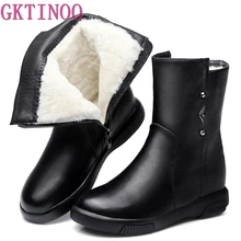 GKTINOO/зимняя обувь; женская обувь из натуральной воловьей кожи; теплые зимние сапоги на плоской подошве из натуральной шерсти; высококачественные зимние сапоги на платформе
