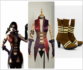 

Movie Injustice: Gods Among Us Ultimate Edition Harley Quinn Cosplay Costume Custom Dress Socks Gloves Boots Halloween Carnival