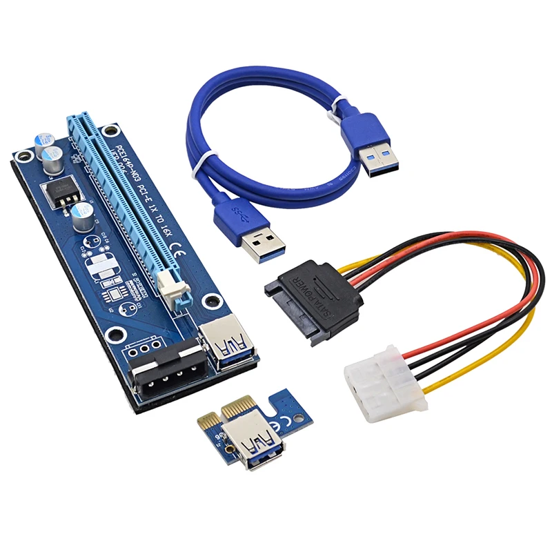 0 6 M PCI Express E 1X к 16X переходная карта адаптер PCIE удлинитель с USB 3 кабель + SATA 4Pin IDE Molex