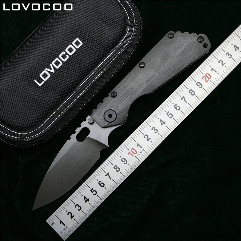 LOVOCOO SMF Folding Knife D2 blade TC4 Titanium CF handle Copper washer kitchen outdoors camping utility fruit Knives EDC Tools LOVOCOO SMF Folding Knife D2 blade TC4 Titanium CF handle Copper washer kitchen outdoors camping utility fruit Knives EDC Tools