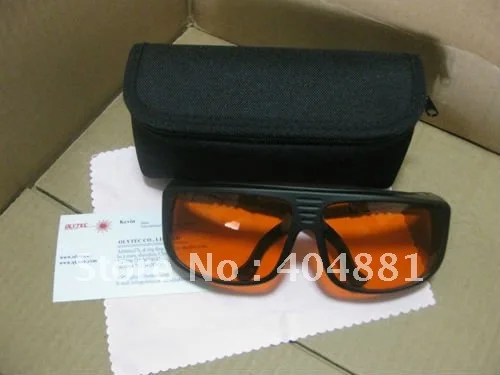 

O.D 7+ CE certified laser safety glasses for blue and green lasers high transparent lens and big black frame black bag