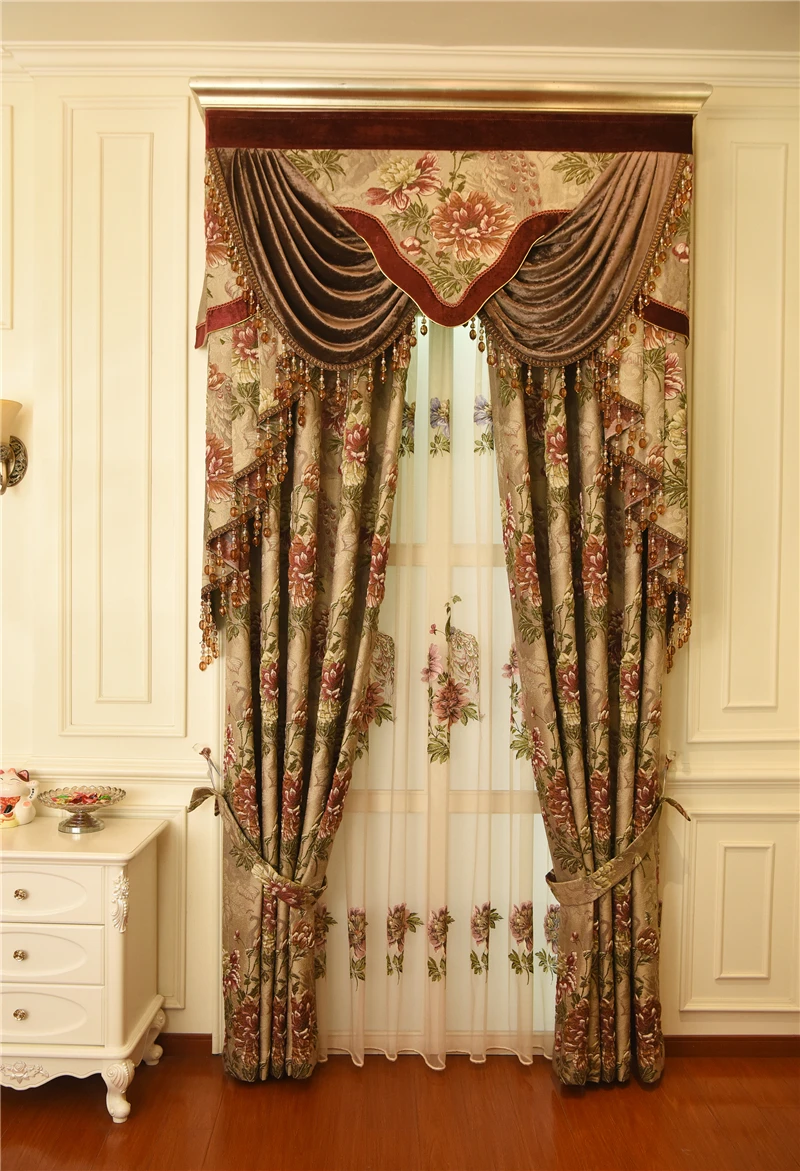 Европейские Роскошные 3D рельефные жаккардовые затененные занавески для окна гостиной Дамасская ткань вышивка павлин шторы тюль для спальни
