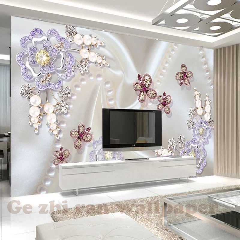 

Custom 3D Mural WallPaper 3D Diamond Flower Butterfly Wallpaper livingroom bedroom TV background Wallpaper papel de parede
