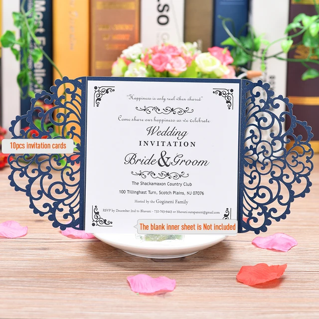 10pcs Invitation Cards Delicate Carved Floral Pattern Invitation